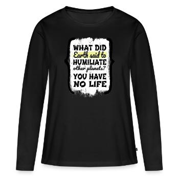 Geek Spaceship Birthday Weightless Telescope Blagues - T-shirt manches longues Premium bio Femme - noir - Devant - Julia (174cm)