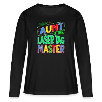 Tante de l’anniversaire Boy Laser Tag Cadeau de famille - T-shirt manches longues Premium bio Femme - noir - Devant - Julia (174cm)
