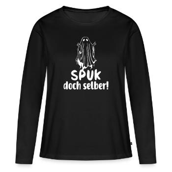 Spuk doch selber - Frauen Premium Bio Langarmshirt - Schwarz - Vorne - Julia (174cm)