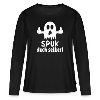 Spuk doch selber - Frauen Premium Bio Langarmshirt - Schwarz - Vorne - Julia (174cm)
