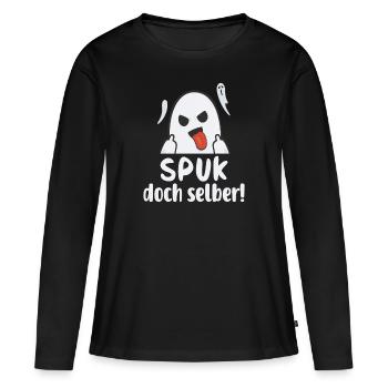 Spuk doch selber - Frauen Premium Bio Langarmshirt - Schwarz - Vorne - Julia (174cm)