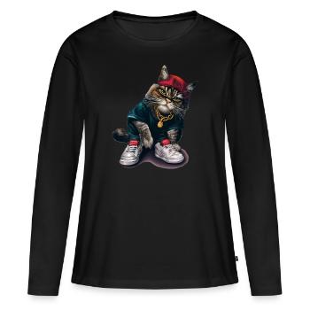 Cat the Bloods Gang Member - Women's Premium Organic Long Sleeve Shirt - black - Front - Julia (174cm)
