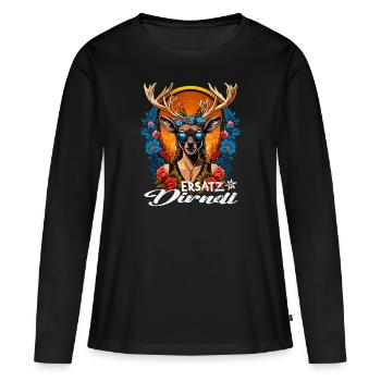 Tracht & Trachten Hirsch Ersatz Dirndl - Frauen Premium Bio Langarmshirt - Schwarz - Vorne - Julia (174cm)