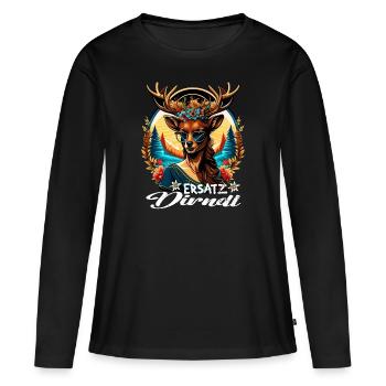 Tracht & Trachten Hirsch Ersatz Dirndl - Frauen Premium Bio Langarmshirt - Schwarz - Vorne - Julia (174cm)
