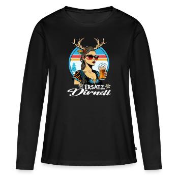 Tracht & Trachten Hirsch Ersatz Dirndl - Frauen Premium Bio Langarmshirt - Schwarz - Vorne - Julia (174cm)