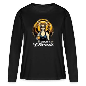 Tracht & Trachten Hirsch Ersatz Dirndl - Frauen Premium Bio Langarmshirt - Schwarz - Vorne - Julia (174cm)