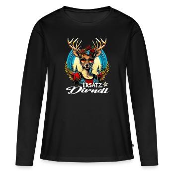 Tracht & Trachten Hirsch Ersatz Dirndl - Frauen Premium Bio Langarmshirt - Schwarz - Vorne - Julia (174cm)
