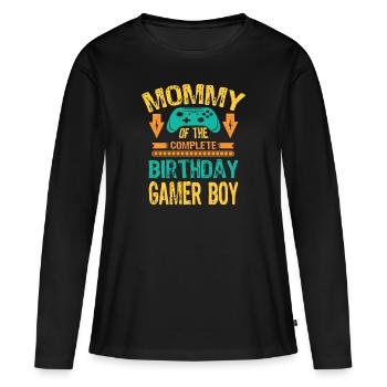 Maman de l’anniversaire Boy Gaming Family Party - T-shirt manches longues Premium bio Femme - noir - Devant - Julia (174cm)