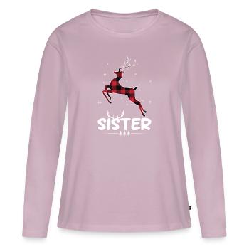 Rot kariertes RentierSister Christmas Xmas - Frauen Premium Bio Langarmshirt - Altrosa - Vorne - Julia (174cm)