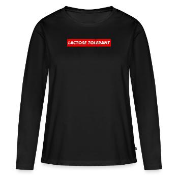 Lactose Tolerant Funny Humor Dairy Free Milk Pun - Women's Premium Organic Long Sleeve Shirt - black - Front - Julia (174cm)