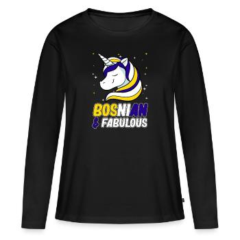 Bosnie-Herzégovine Drapeau Bosnie - T-shirt manches longues Premium bio Femme - noir - Devant - Julia (174cm)