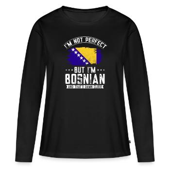 Bosnie-Herzégovine Drapeau Bosnie - T-shirt manches longues Premium bio Femme - noir - Devant - Julia (174cm)
