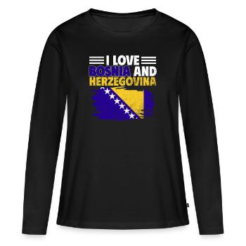 Bosnie-Herzégovine Drapeau Bosnie - T-shirt manches longues Premium bio Femme - noir - Devant - Julia (174cm)