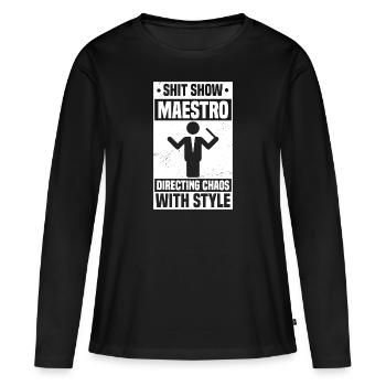 Funny Shit Show Maestro - T-shirt manches longues Premium bio Femme - noir - Devant - Julia (174cm)