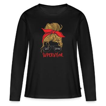 Shitshow Supervisor Frauen - Frauen Premium Bio Langarmshirt - Schwarz - Vorne - Julia (174cm)