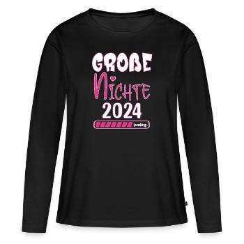 Grosse Nichte 2024 loading Ankündigung Geburt - Frauen Premium Bio Langarmshirt - Schwarz - Vorne - Julia (174cm)