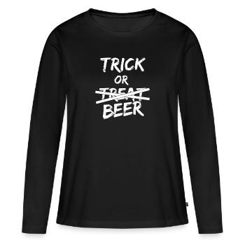 Astuce ou bière - T-shirt manches longues Premium bio Femme - noir - Devant - Julia (174cm)