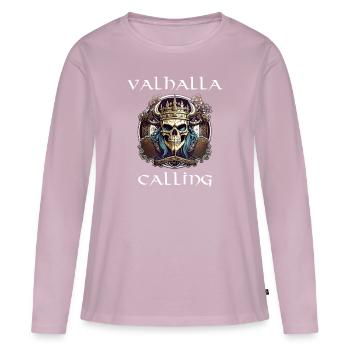 Valhalla plein - T-shirt manches longues Premium bio Femme - rose poudré - Devant - Julia (174cm)