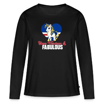 Drapeau du Cap-Vert Drapeau du Cap-Vert - T-shirt manches longues Premium bio Femme - noir - Devant - Julia (174cm)