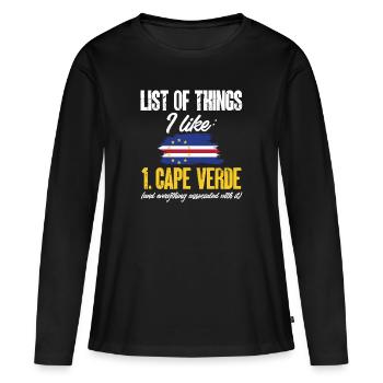 Drapeau du Cap-Vert Drapeau du Cap-Vert - T-shirt manches longues Premium bio Femme - noir - Devant - Julia (174cm)