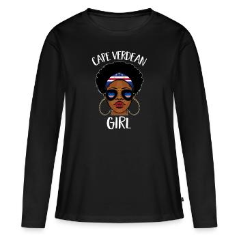Drapeau du Cap-Vert Drapeau du Cap-Vert - T-shirt manches longues Premium bio Femme - noir - Devant - Julia (174cm)