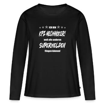 Ich bin KFZ Mechaniker weil ... - Frauen Premium Bio Langarmshirt - Schwarz - Vorne - Julia (174cm)