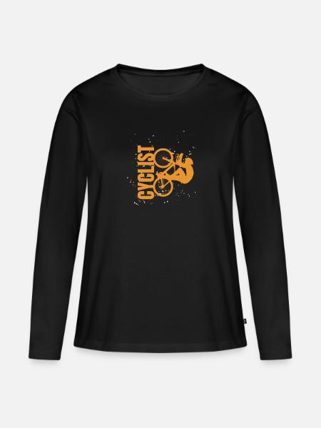 Cyclist Fahrradfahrer - Frauen Premium Bio Langarmshirt - Schwarz
