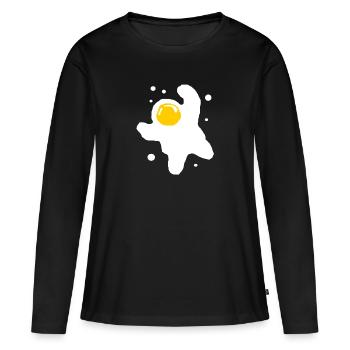 Fried Egg In The Shape Of An Astronaut - T-shirt manches longues Premium bio Femme - noir - Devant - Julia (174cm)