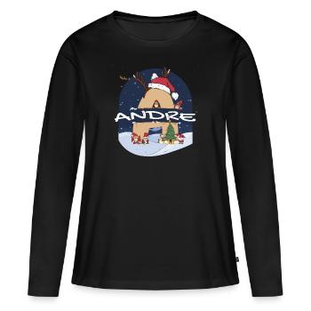 Génial Andre Nom w Santa Hat dans le thème de Noël - T-shirt manches longues Premium bio Femme - noir - Devant - Julia (174cm)