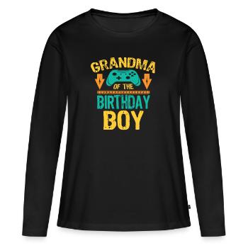 Grand-mère de la famille de jeux Birthday Boy - T-shirt manches longues Premium bio Femme - noir - Devant - Julia (174cm)