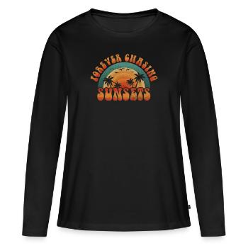 Forever Chasing Sunsets Retro Summer Vacation - T-shirt manches longues Premium bio Femme - noir - Devant - Julia (174cm)