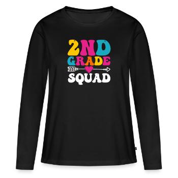 2nd Grade Squad Second Teacher Student Team Back - T-shirt manches longues Premium bio Femme - noir - Devant - Julia (174cm)
