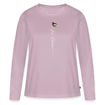 Palestine libre, drapeau patriotique palestinien vintage - T-shirt manches longues Premium bio Femme - rose poudré - Devant - Julia (174cm)