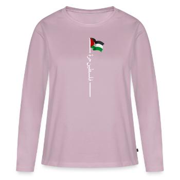 Palestine libre, Drapeau patriotique palestinien, Ozgur - T-shirt manches longues Premium bio Femme - rose poudré - Devant - Julia (174cm)