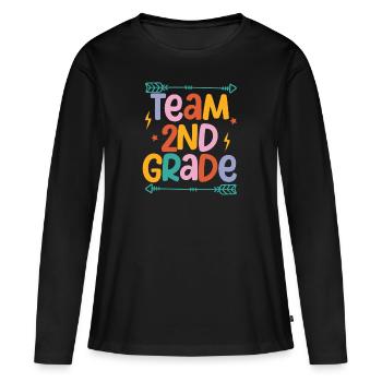 Équipe 2e année Deuxième enseignant de 100 jours d’école - T-shirt manches longues Premium bio Femme - noir - Devant - Julia (174cm)