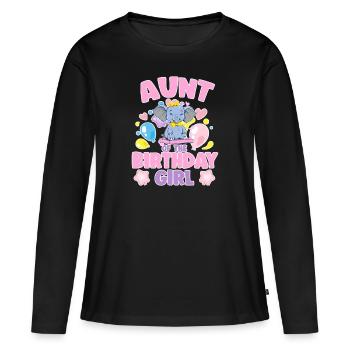 Aunt Of the Birthday Girl Elephant Family Party - Frauen Premium Bio Langarmshirt - Schwarz - Vorne - Julia (174cm)