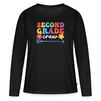 Équipe de deuxième classe Enseignant de la 2e équipe - T-shirt manches longues Premium bio Femme - noir - Devant - Julia (174cm)