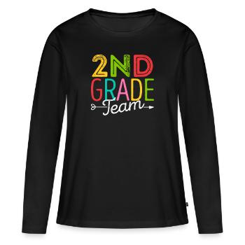 Equipe de la 2ème classe Deuxième élève enseignant 100. - T-shirt manches longues Premium bio Femme - noir - Devant - Julia (174cm)