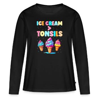 Tonsillektomie Genesung Mandelentfernung - Frauen Premium Bio Langarmshirt - Schwarz - Vorne - Julia (174cm)