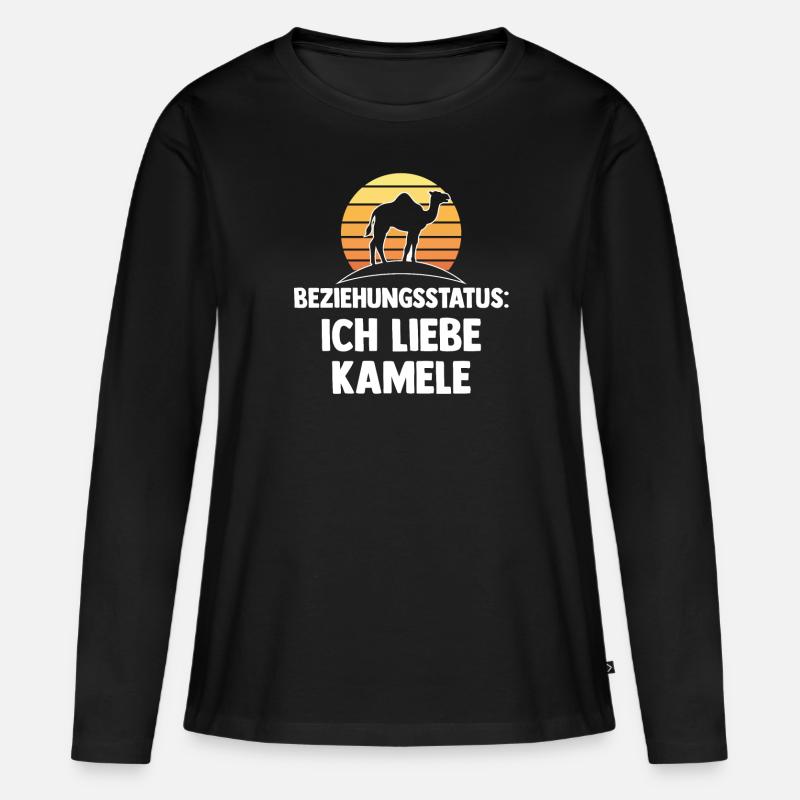 Kamel - Frauen Premium Bio Langarmshirt - Schwarz