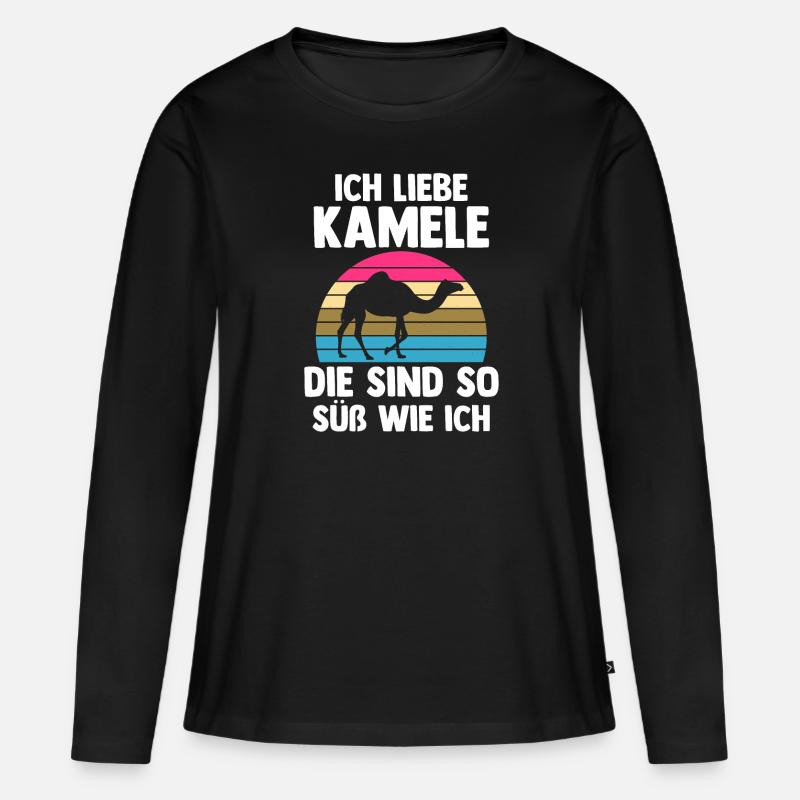 Kamel - Frauen Premium Bio Langarmshirt - Schwarz