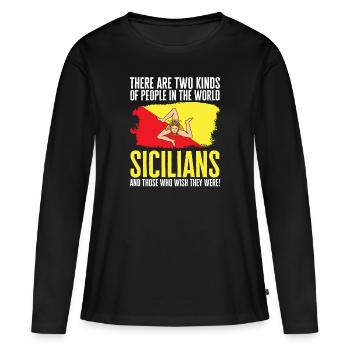 Sicile Drapeau Italie Sicile - T-shirt manches longues Premium bio Femme - noir - Devant - Julia (174cm)