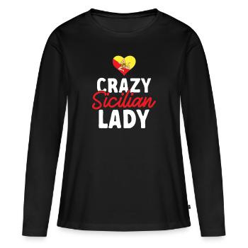 Sicile Drapeau Italie Sicile - T-shirt manches longues Premium bio Femme - noir - Devant - Julia (174cm)