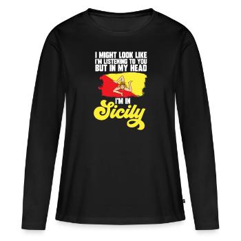 Sicile Drapeau Italie Sicile - T-shirt manches longues Premium bio Femme - noir - Devant - Julia (174cm)