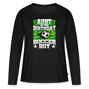 Aunt Of the Birthday Boy Soccer Family Party Idea - Frauen Premium Bio Langarmshirt - Schwarz - Vorne - Julia (174cm)