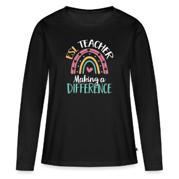 Teacher English Second Language Foreign Language - Women's Premium Organic Long Sleeve Shirt - black - Front - Julia (174cm)