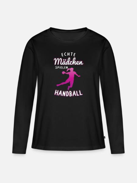 Hallen Sport Handballerin Handballverein Handball - Frauen Premium Bio Langarmshirt - Schwarz