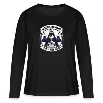 Noobs, méfiez-vous, les pros sont là - T-shirt manches longues Premium bio Femme - noir - Devant - Julia (174cm)