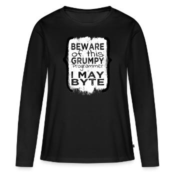 cadeau d’anniversaire idée cadeau heureux - T-shirt manches longues Premium bio Femme - noir - Devant - Julia (174cm)