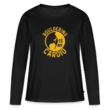 L’escalade de bloc est mon cardio Escalade de bloc - T-shirt manches longues Premium bio Femme - noir - Devant - Julia (174cm)